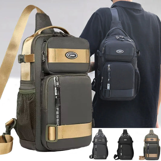 NotYoursCo Riding backpack for men, men's chest bag, casual men's single shoulder bag, lightweight and large-capacity crossbody bag