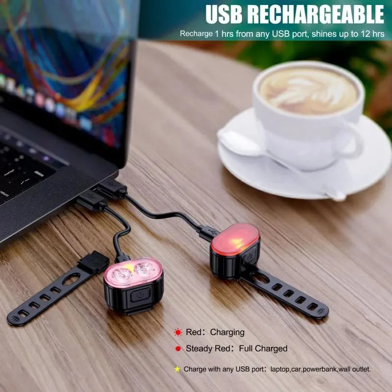 NotYoursCo Bike Lighting Front and Rear Lights Bicycle Lamp Led Cycling Light Bike Flashlight for Bicycle Front Taillight Lantern